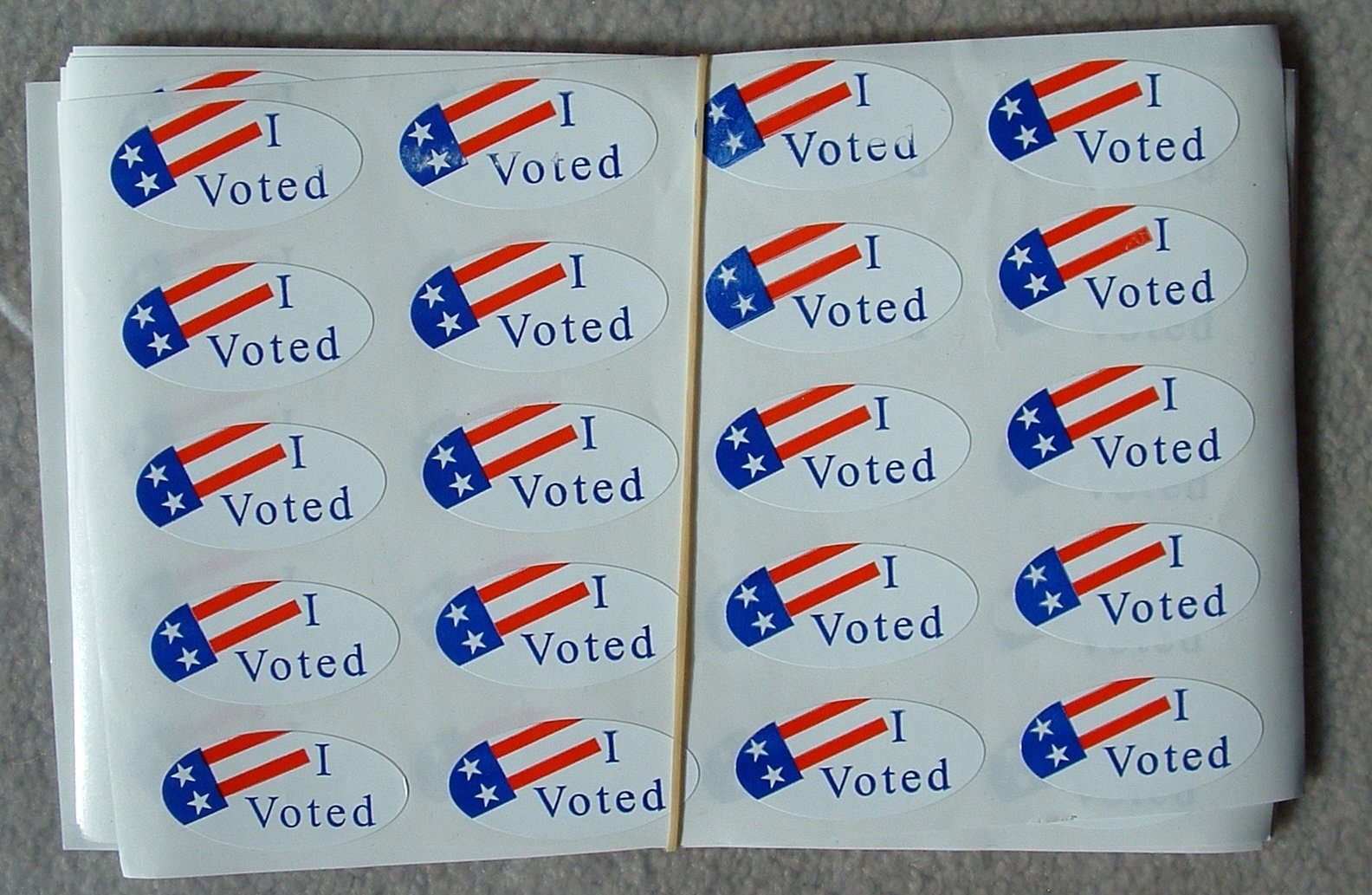 "I Voted" stickers at a polling place